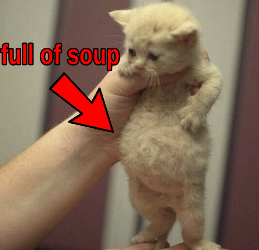 full of soup